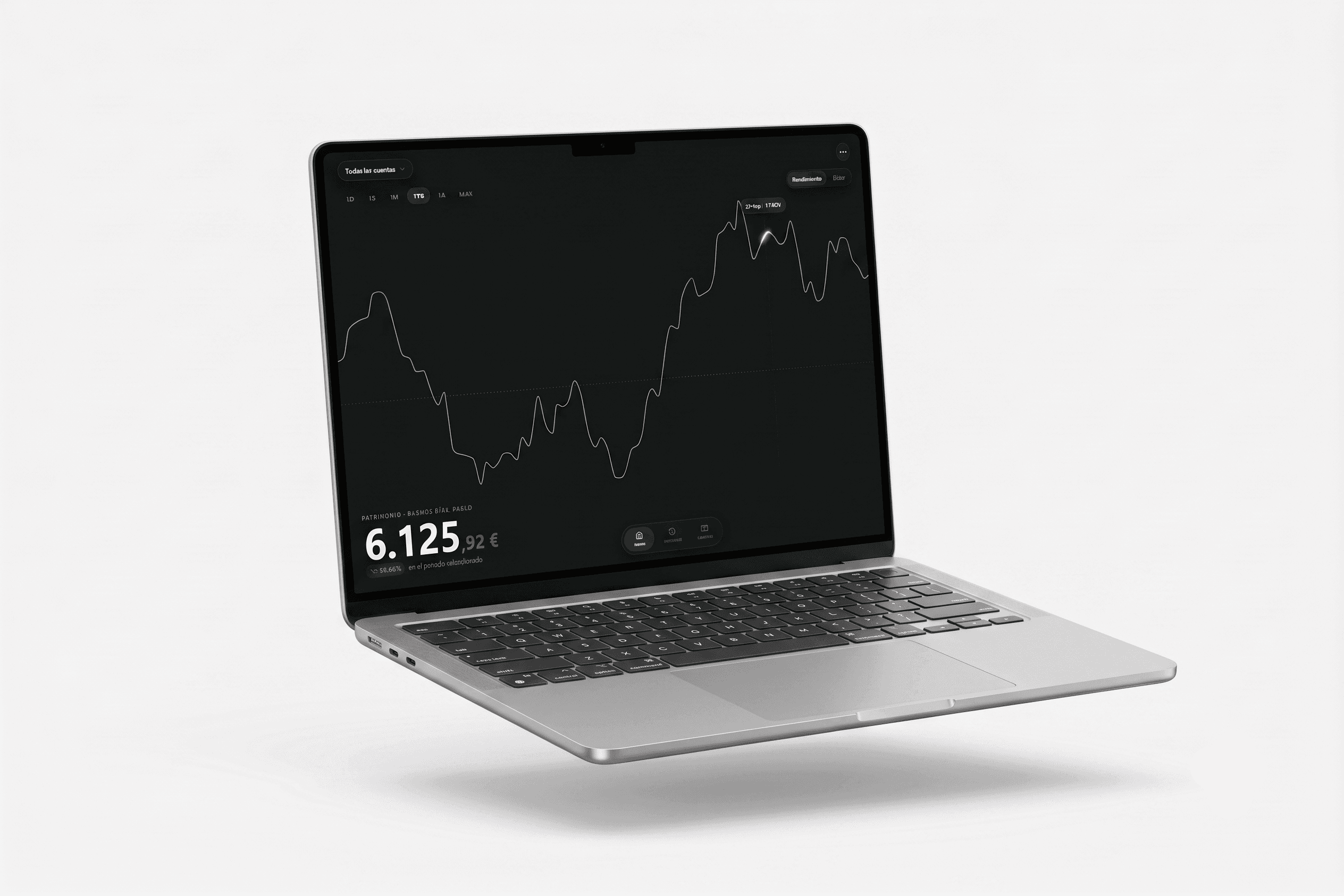 FinTrack – net worth evolution chart on desktop